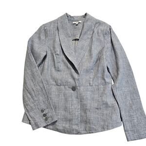 CAbi Beachwalk Blazer Linen Blend Sky Blue Sz 8 Officecore Business